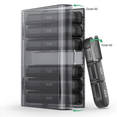 Large 7-Day Pill Organizer with 21 Grids for Vitamins &amp; Medicine, Portable and BPA-Free