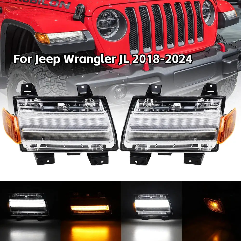 Front Fender LED Turn Signal Lights DRL Light with Side Marker Lights for Jeep Wrangler JL Sahara Rubicon 2018-2024 by InterCyprus Trading Ltd