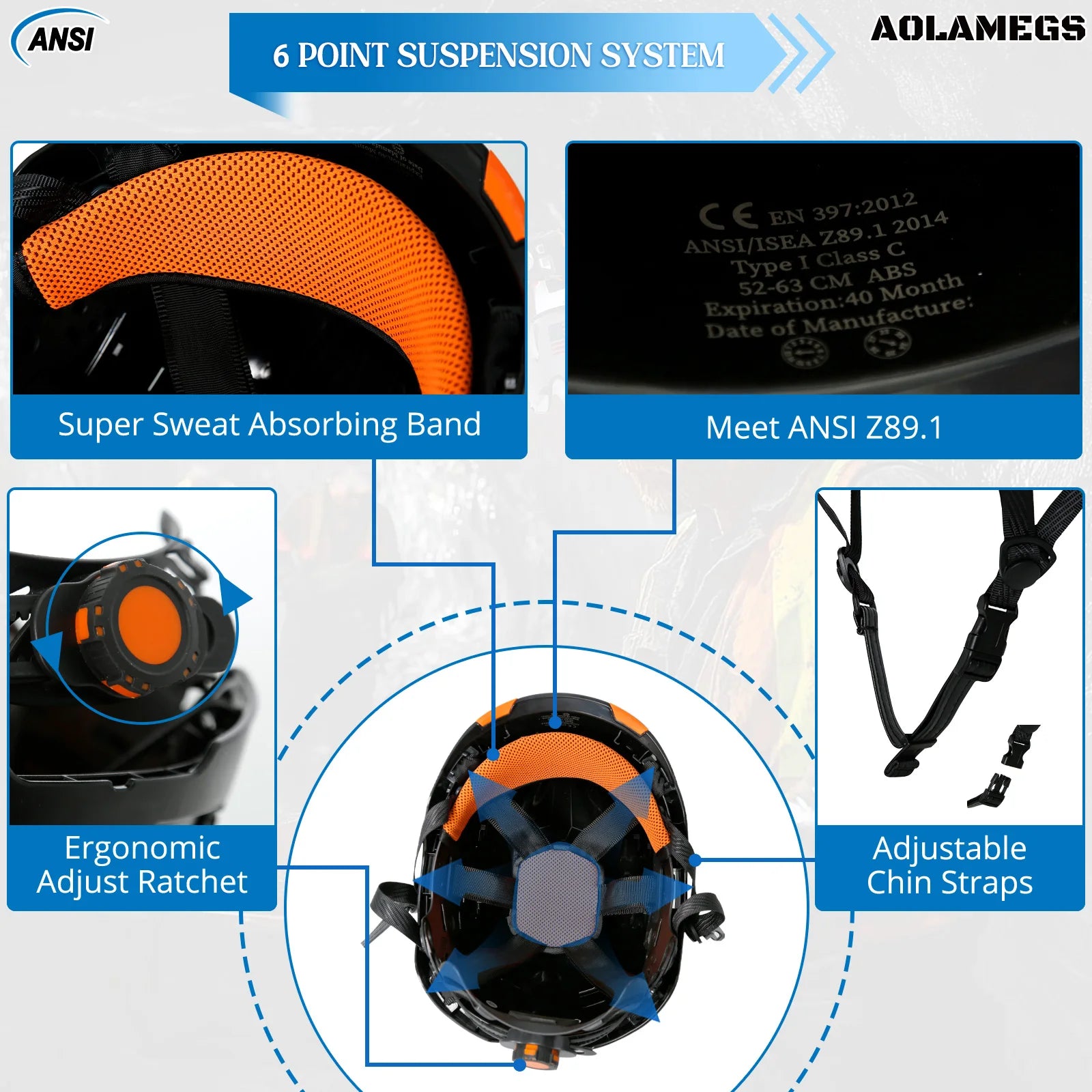 Aolamegs L8AQM0000 Safety Helmet &ndash; Double Goggles Included