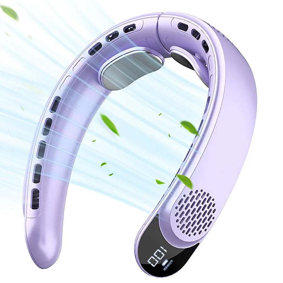 New Quad-Core USB Neck Fan &ndash; Vaneless Turbine Design Upgrade Purple