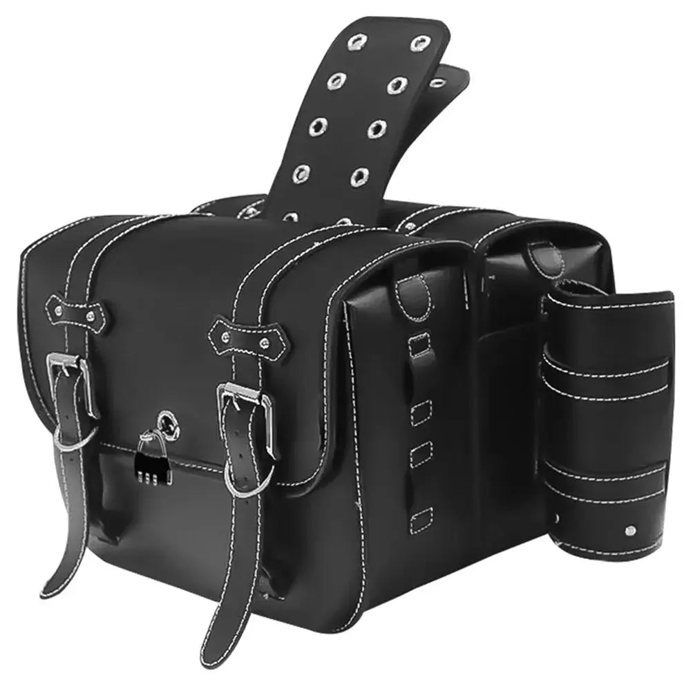 Universal Motorcycle Saddlebag Side Tool Luggage Storage Saddle Bags With Cup Holder and Lock for Harley Honda Suzuki Yamaha by InterCyprus Trading Ltd