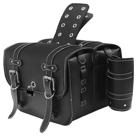 Universal Motorcycle Saddlebag Side Tool Luggage Storage Saddle Bags With Cup Holder and Lock for Harley Honda Suzuki Yamaha by InterCyprus Trading Ltd