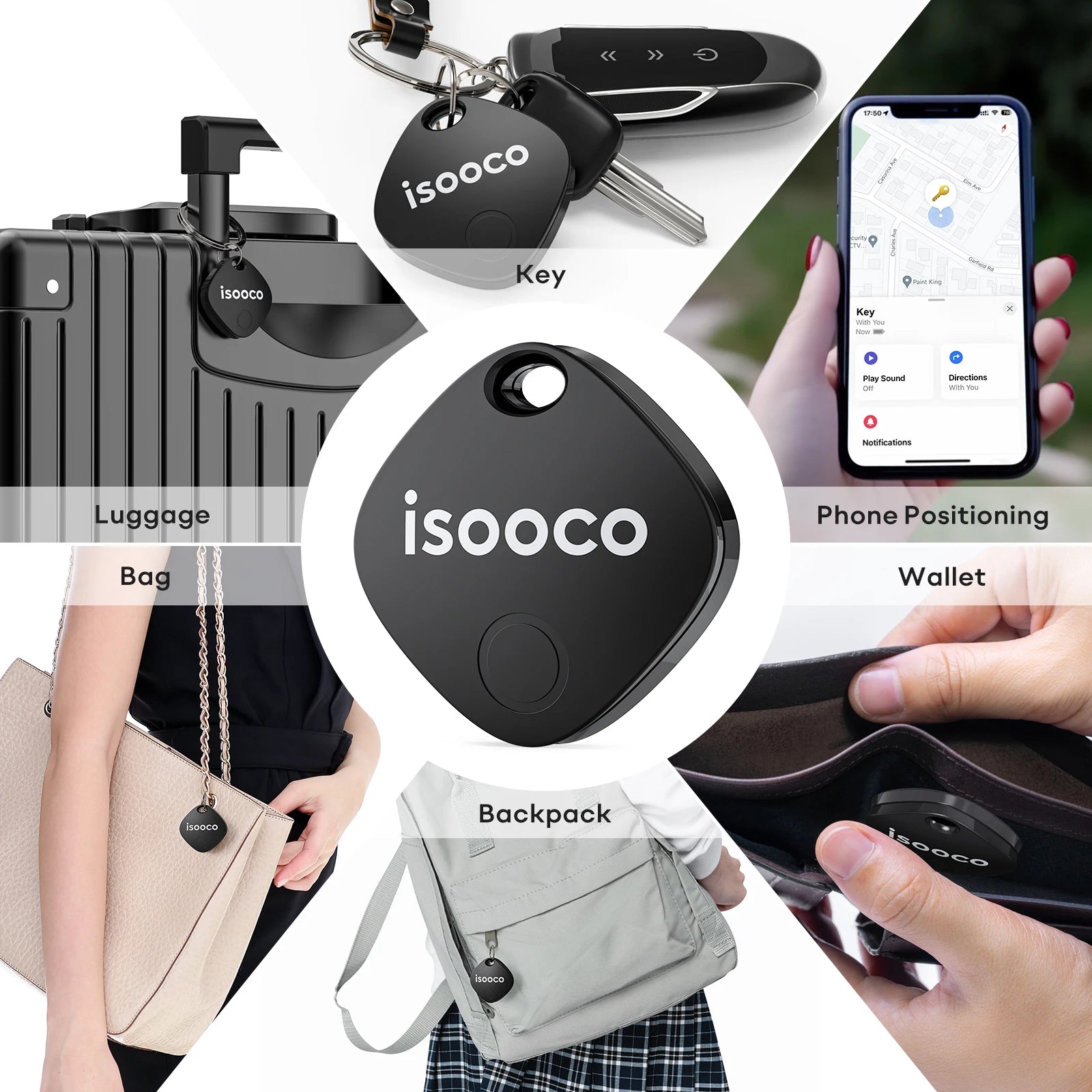 isooco Mini Bluetooth Tracker - Smart Keychain Locator for iOS