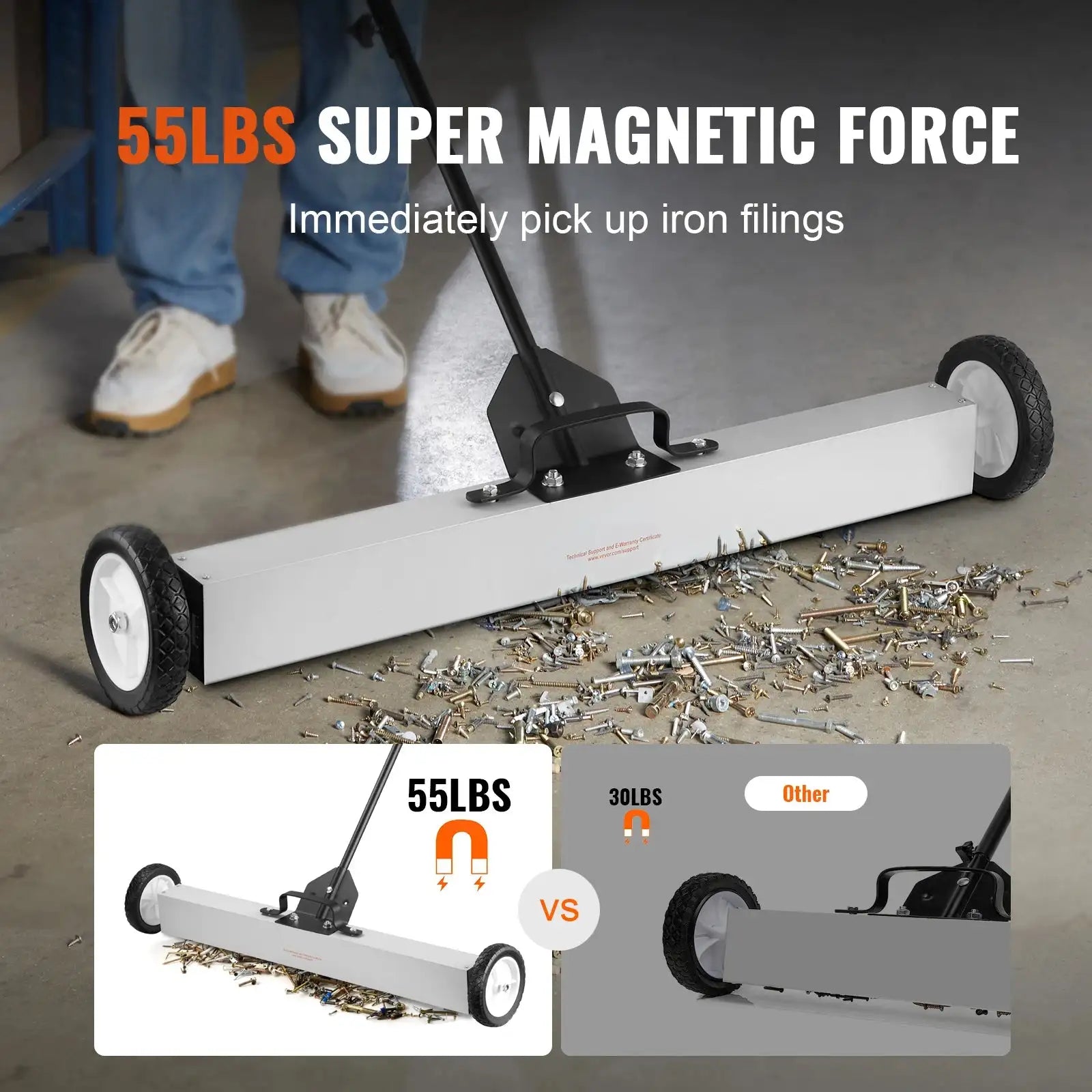 Rolling Magnetic Sweeper With Wheels - Easy Pickup