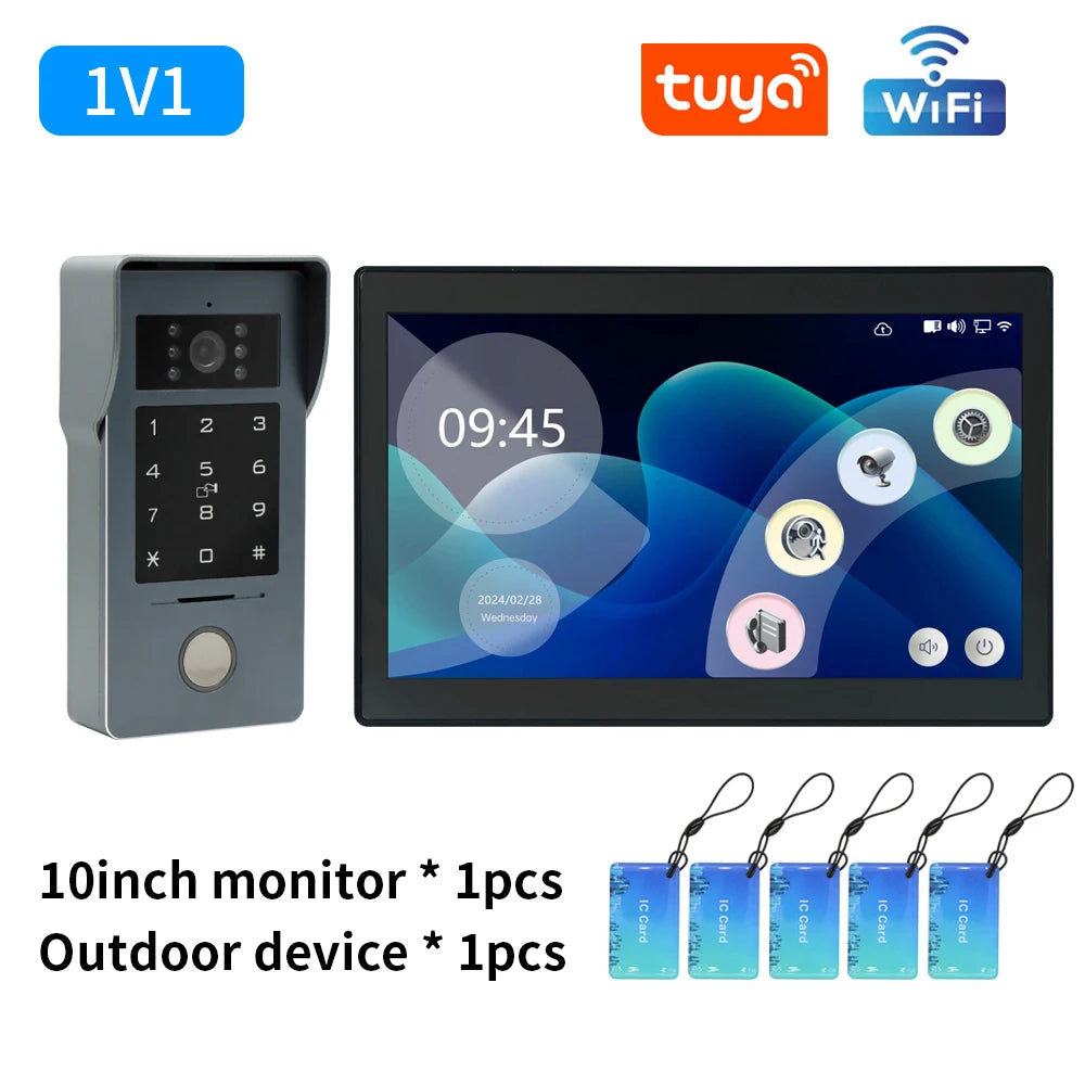 Tuya Wifi 7/10 Inch Video Intercom Kits &ndash; 1080P Doorbell R37W-1V1-10inch