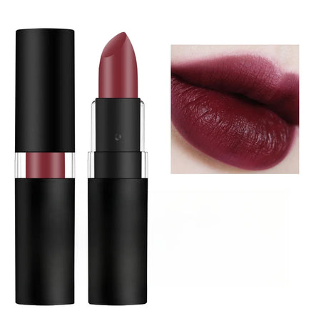 Matte Dark Wine Red Waterproof Lipstick - Easy to Apply, Long-lasting