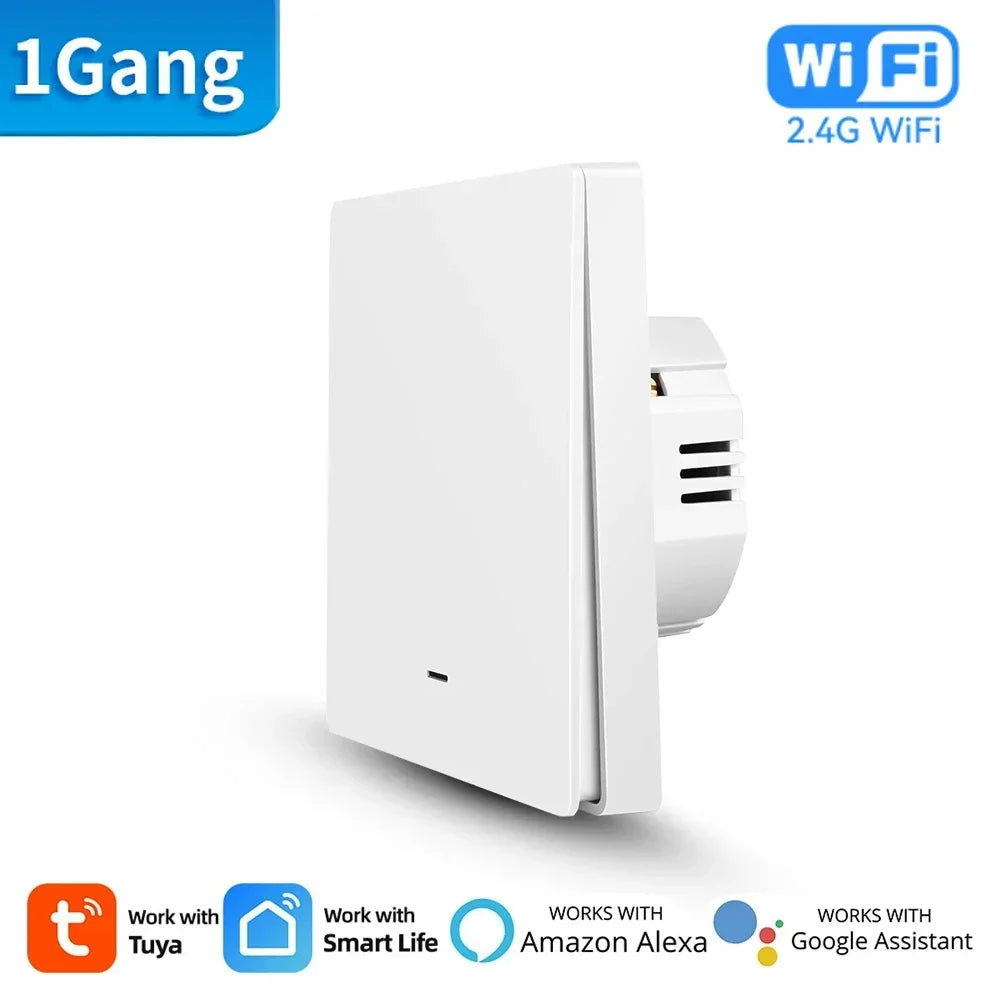 Tuya Smart WiFi Wall Light Switch &ndash; Push Button Control with/No Neutral Wire WiFi 1 gang / CHINA / No Neutral Wire