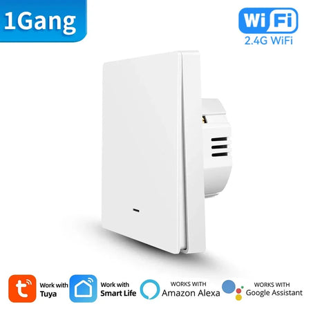 Tuya Smart WiFi Wall Light Switch &ndash; Push Button Control with/No Neutral Wire WiFi 1 gang / CHINA / No Neutral Wire