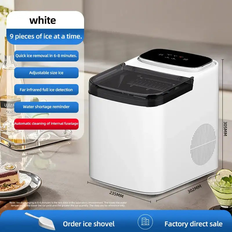 Small 220V Portable Ice Maker With Touch Screen Home Office White / EU