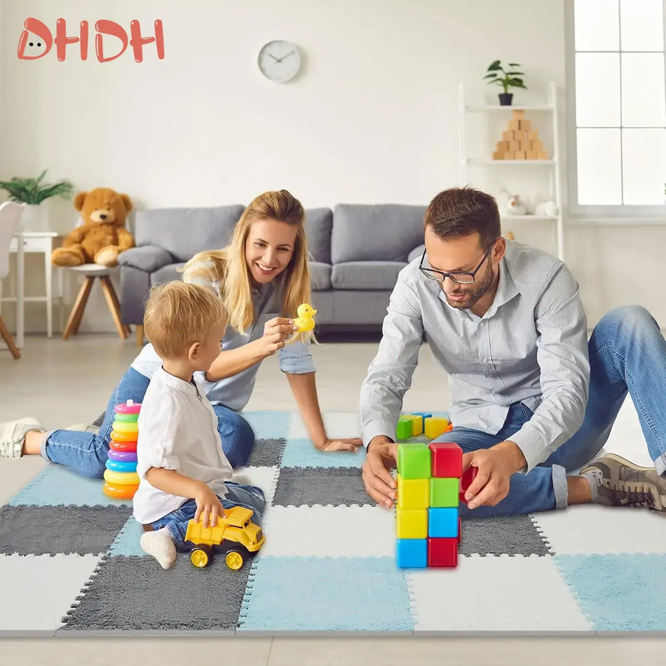 Weicher Plüsch Baby Spielmatte Puzzle Teppich 30x30x1cm Rutschfester Schaumstoffteppich