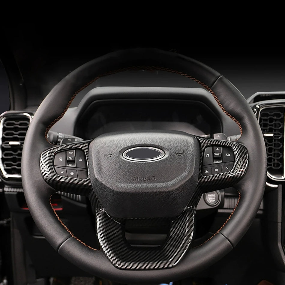 Ozdobný kryt volantu imitace uhlíkových vláken ABS pro Ford Everest vylepšení interiéru odolné provedení