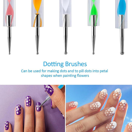 YIKOOLIN 5Pcs Dotting Pen Tool Nail Art Kit &ndash; 2 Way Dotting