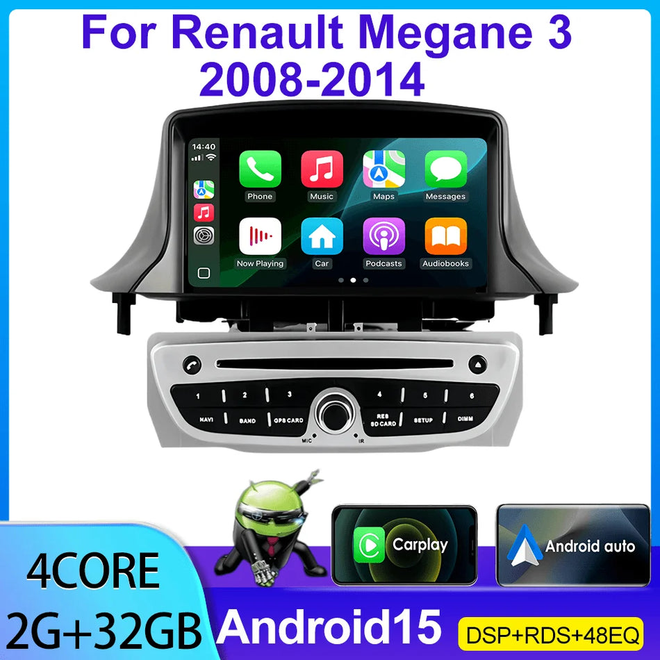 Radio auto Double Din pentru Renault Megane 3 Fluence SM3 cu navigație GPS tactilă