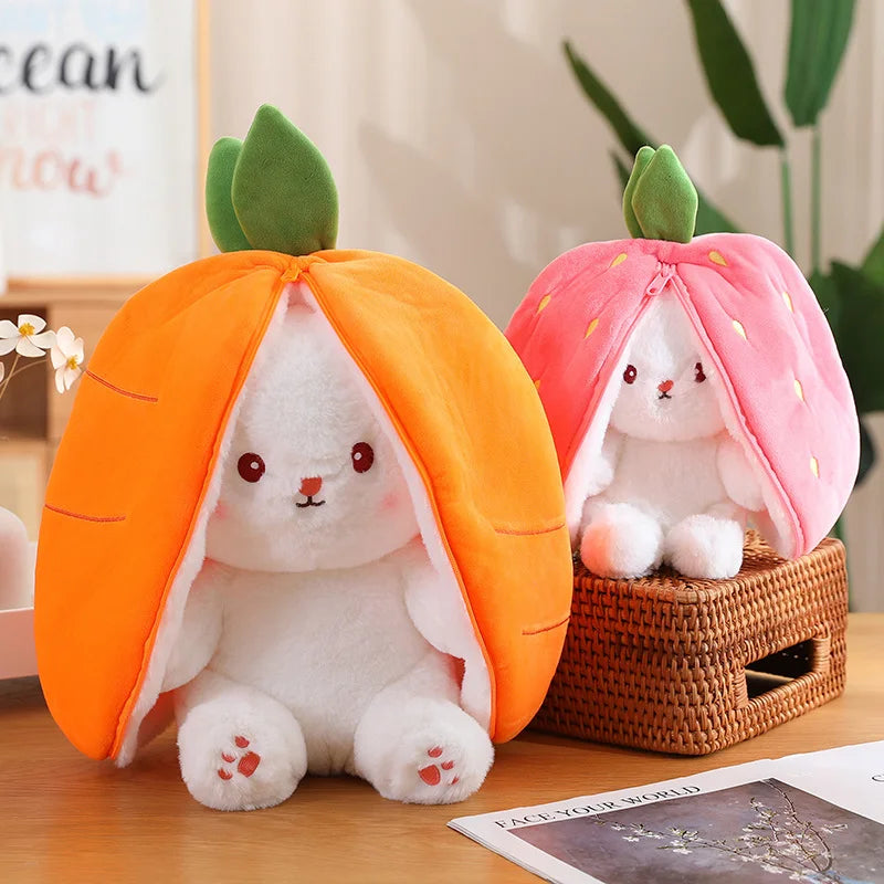 Plush Carrot &amp; Strawberry Rabbit Doll &ndash; Kawaii Animal Pillow