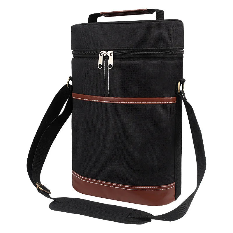 Soft Cooler Wine Bottle Bag &ndash; Keeps Drinks Cold Anywhere Black Bag