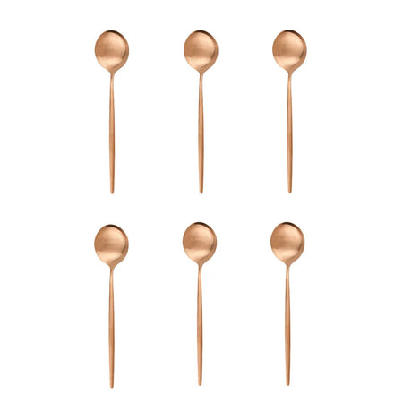 6Pcs Matte Stainless Steel Teaspoon Set &ndash; Elegant Black and Rose Gold Design 6Pcs Rose Gold