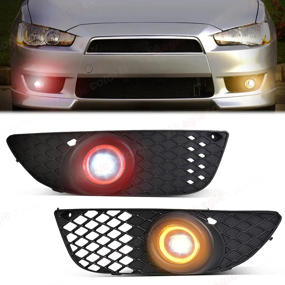 LED Fog Lamps Angel Eyes Rings For Mitsubishi Lancer 2008 2009 2010 2011 2012 2013 DRL Daytime Running Lights Front Daylights by InterCyprus Trading Ltd