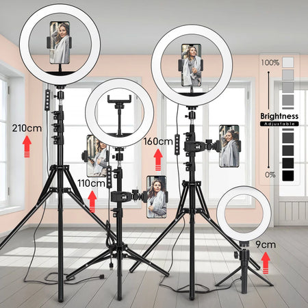 Professional Tripod with LED Ring Light for Phone and Camera