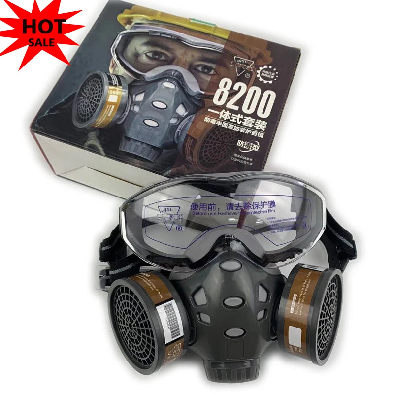 Full Face Gas Mask With Safety Glasses - All Purpose Shield