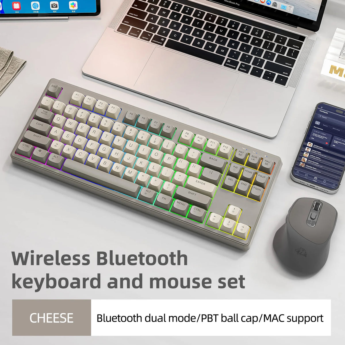 M87 Wireless Keyboard Gaming - Dual Mode Bluetooth RGB Cheese Kit