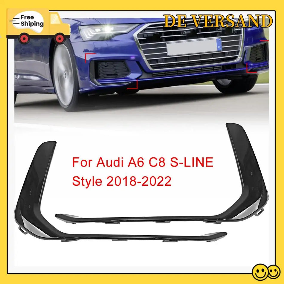Rūko žibinto dangtelio pora Audi A6 C8 S Line priekinio buferio pakeitimas, patvarus plastikinis apdailos elementas rūko žibintų angoms