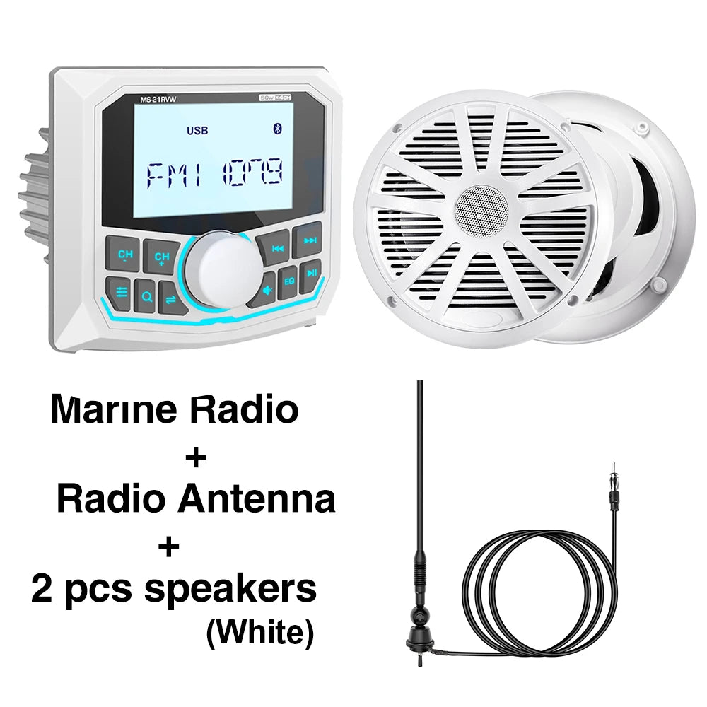 MS-21RV W &ndash; Waterproof Bluetooth Marine Stereo IPX5 Radio White Ant