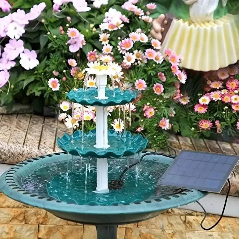 Three Layer Solar Fountain &ndash; 3.5W Pump Detachable Bird Bath