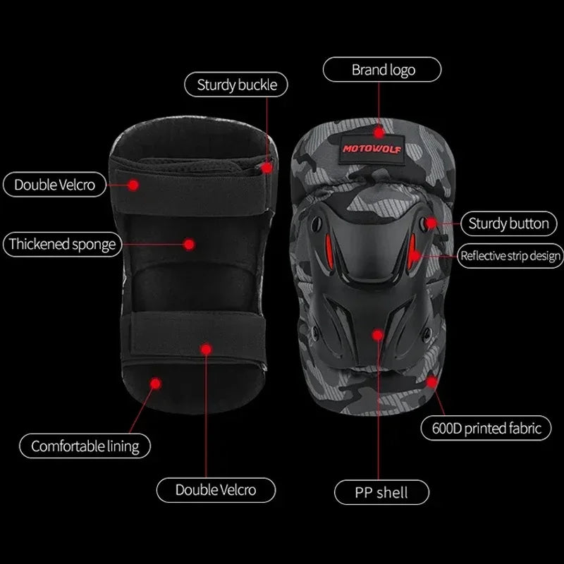 Motorcycle Elbow and Knee Pads with Adjustable Protection Armor