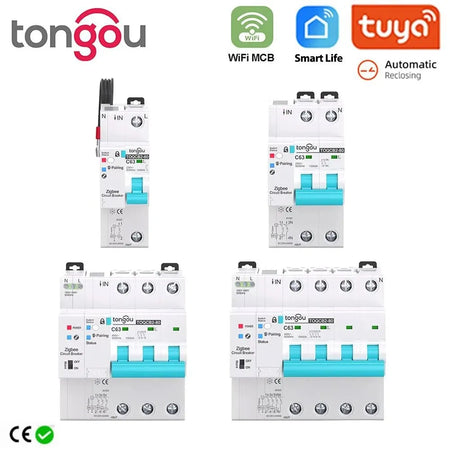 TONGOU TOQCB2 Smart WiFi Power Metering Circuit Breaker with Remote Control 1-63A adjustable / 1