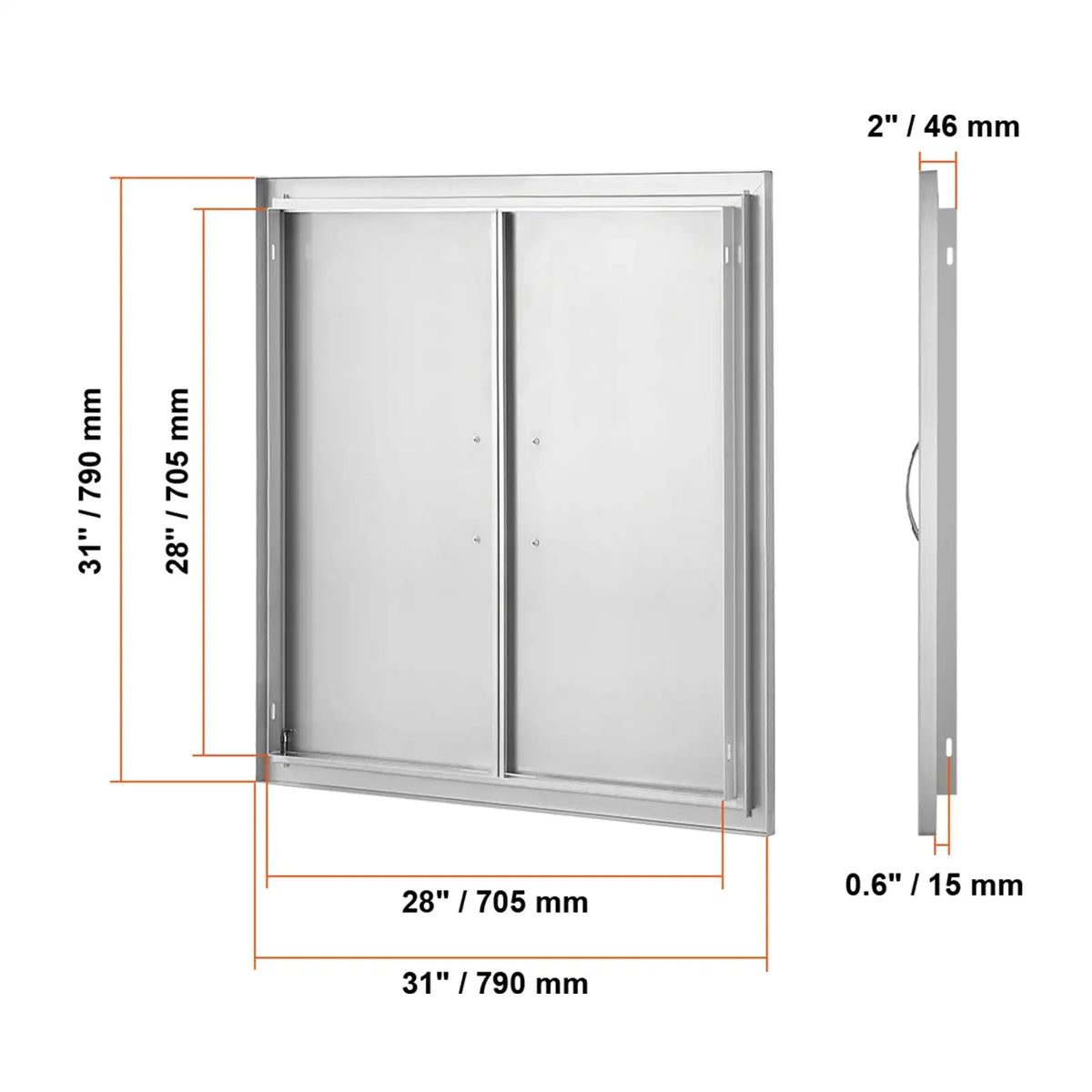 Stainless Steel BBQ Access Door Flush Mount Outdoor Kitchen 31x31 in / CZECH REPUBLIC