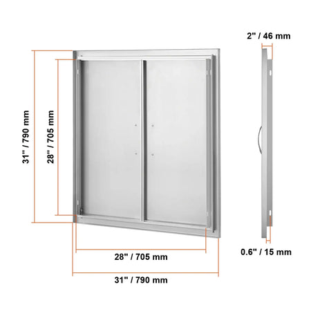 Stainless Steel BBQ Access Door Flush Mount Outdoor Kitchen 31x31 in / CZECH REPUBLIC
