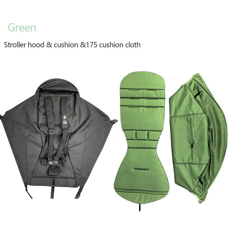 3-Piece Stroller Accessory Set: Canopy Cover &amp; Cushion for Babyyoya green