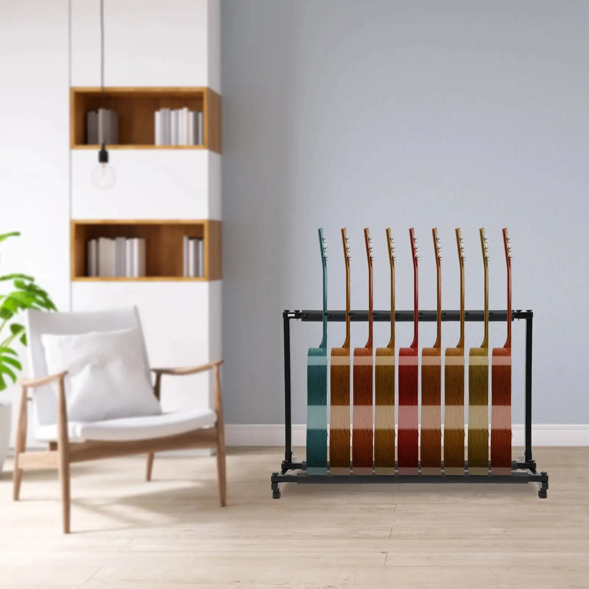 Freestanding Guitar Rack for 9 Guitars &ndash; Adjustable Foot Pads