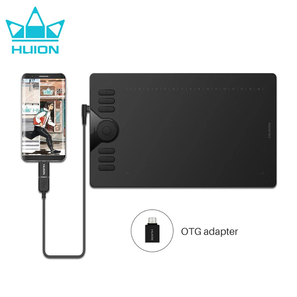 Huion HS610 10x6.25 Grafiktavla med 28 Expressknappar, Batterifri Stylus