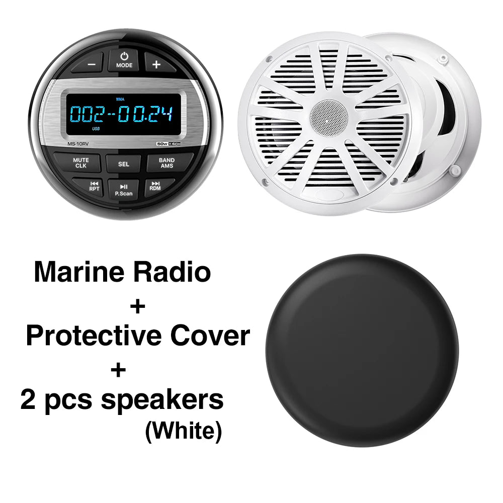 Boat Radio MP3 Media Player - Waterproof Bluetooth Stereo radio cover W