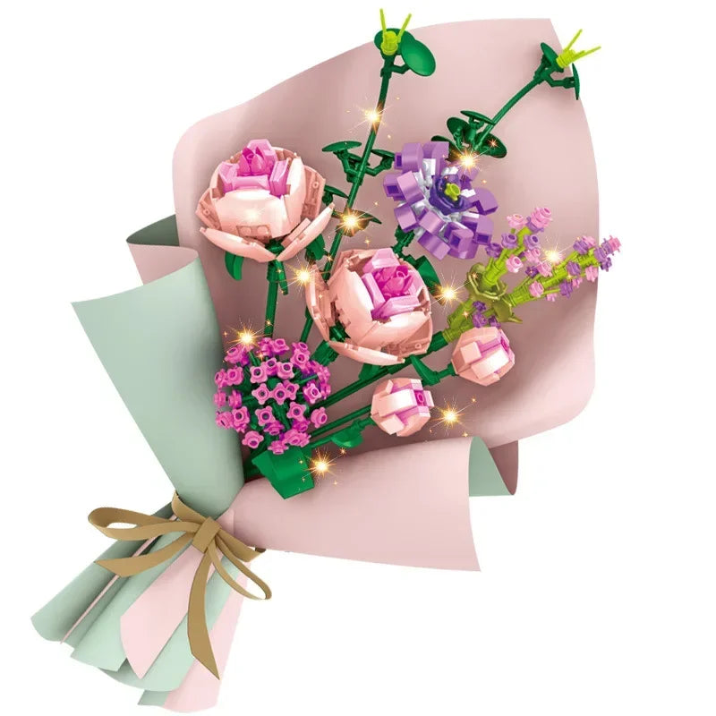 TOYLINX DIY Set di Costruzione di Bouquet di Fiori in Mattoncini Mini da 413 Pezzi