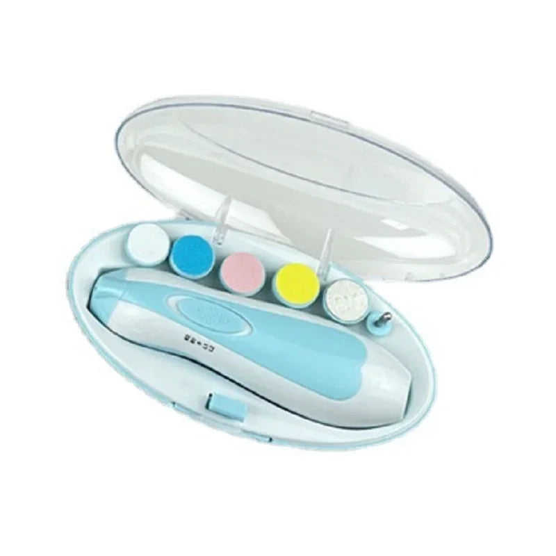 NoEnName Electric Baby Nail Grinder - 6-in-1 Portable Clipping &amp; Manicure Set D149 Blue