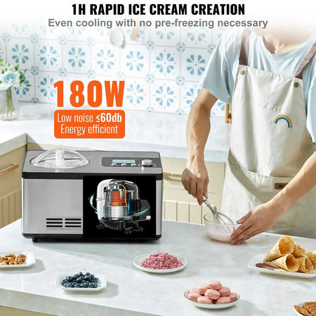 Automatic Ice Cream Maker Built In Compressor 2 Qt