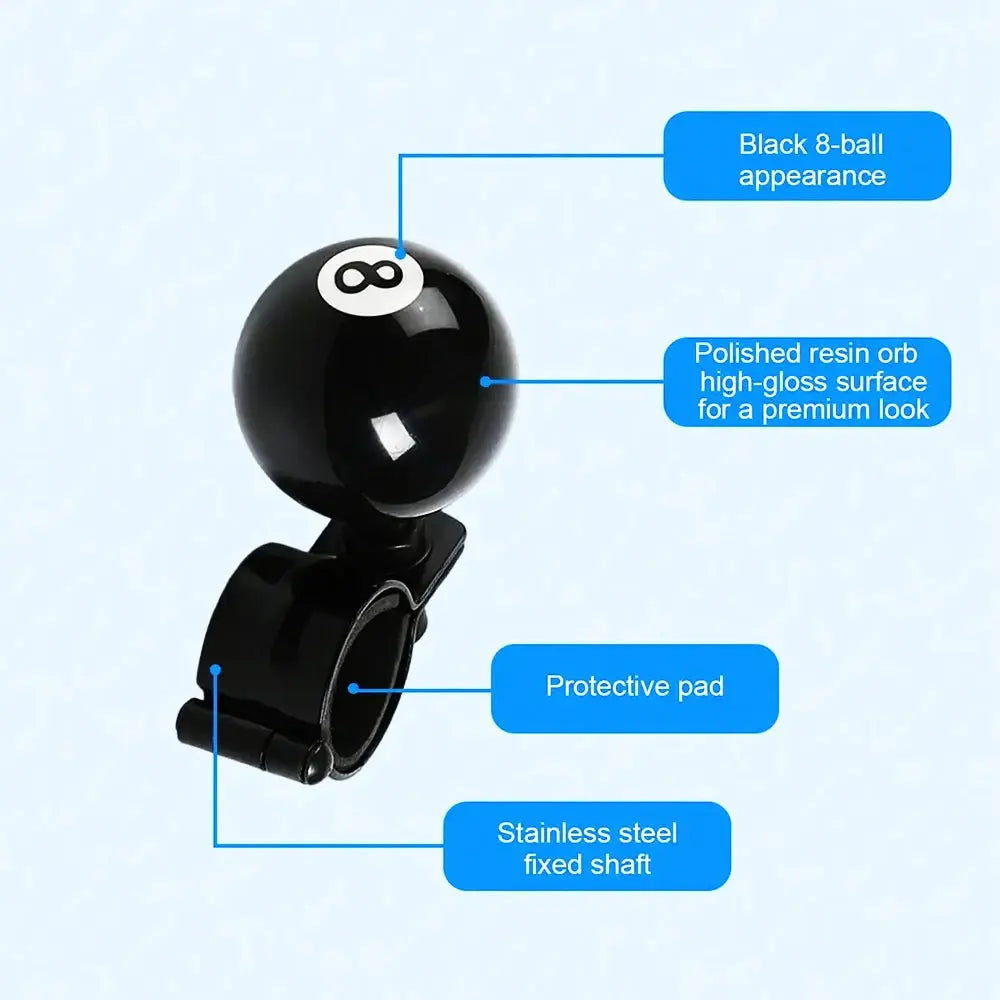 Black 8 Ball Steering Wheel Booster Universal Creative Driving Knob by InterCyprus Trading Ltd