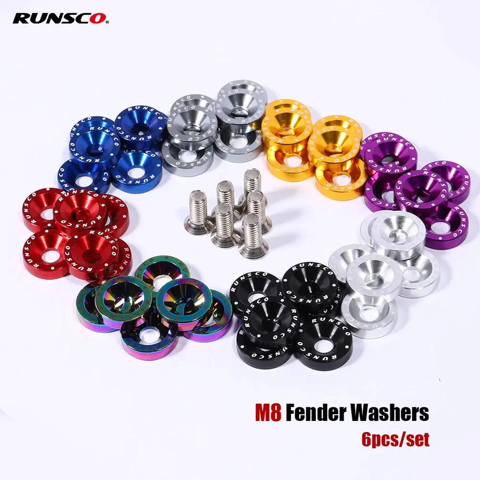Concave Aluminum M8 Fender Washer Bolts For Honda Nissan BMW