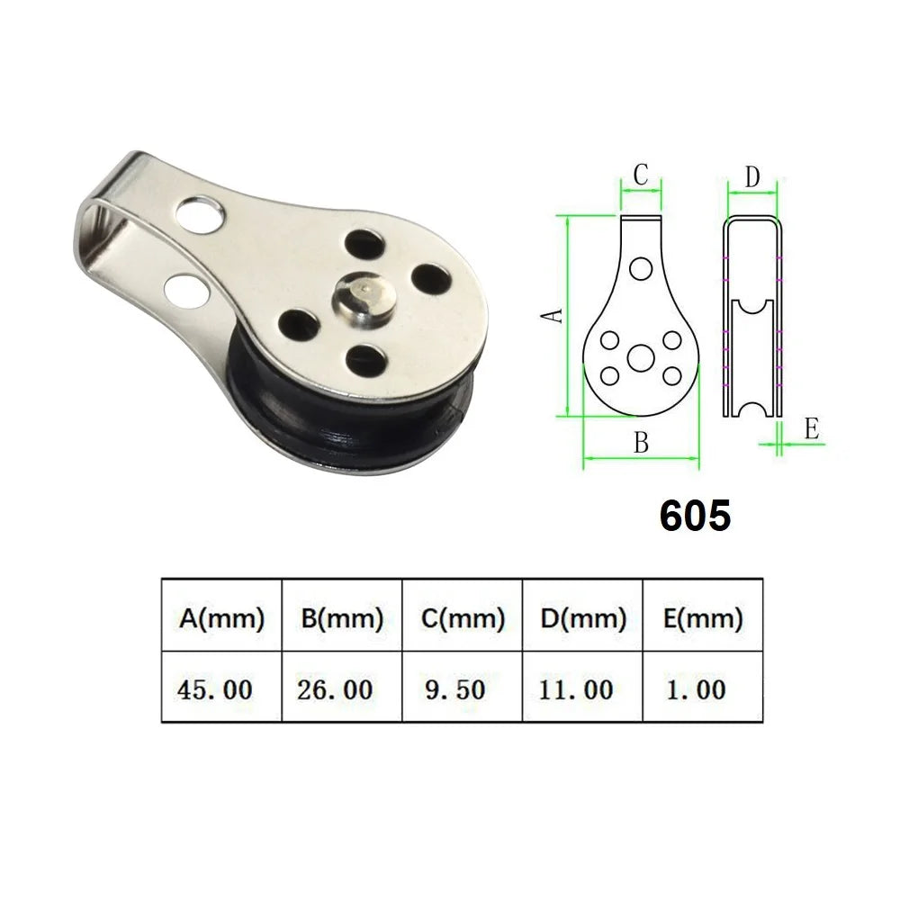 5PCS 316 Stainless Steel Pulley Blocks for Kayak and Boat Anchor Trolley