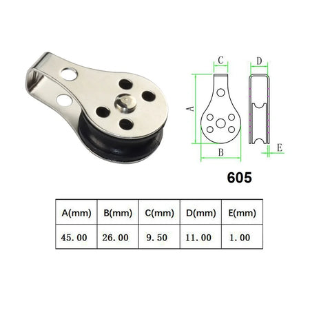 5PCS 316 Stainless Steel Pulley Blocks for Kayak and Boat Anchor Trolley