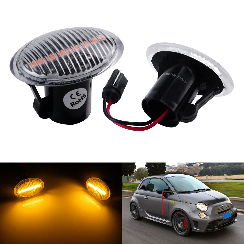 Luce ripetitore laterale LED, confezione da due per Ford Ka, lente trasparente, LED SMD 1210 ambra