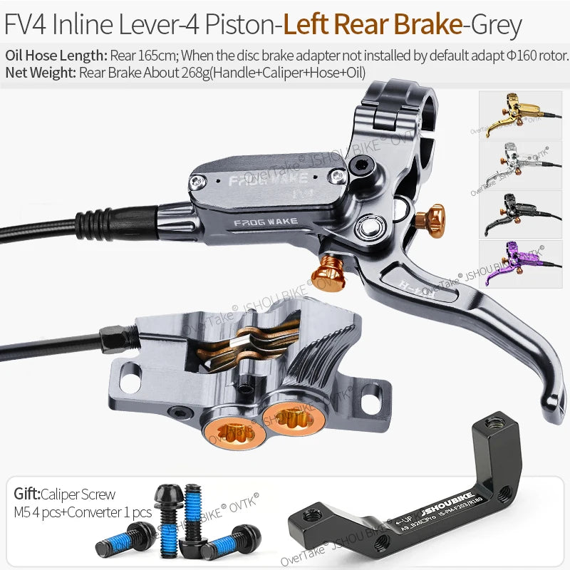 Frog Wake FV4 MTB Hydraulic Disc Brake Kit &ndash; 4 Piston FV4-IN-L-REAR GREY