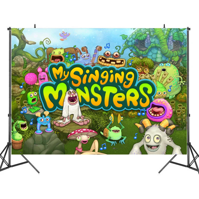 My Singing Monsters Birthday Party Decorations &amp; Tableware Background-150x100cm / CHINA