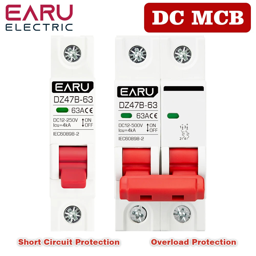 EARUELETRIC DZ47 Mini Circuit Breaker for DC Battery Protection 32A / 2P
