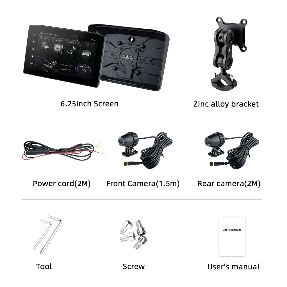 EKIY 6.25 Inch Portable Digital Dashboard &ndash; Wireless CarPlay and Anti Theft Screen M8-DVR / None