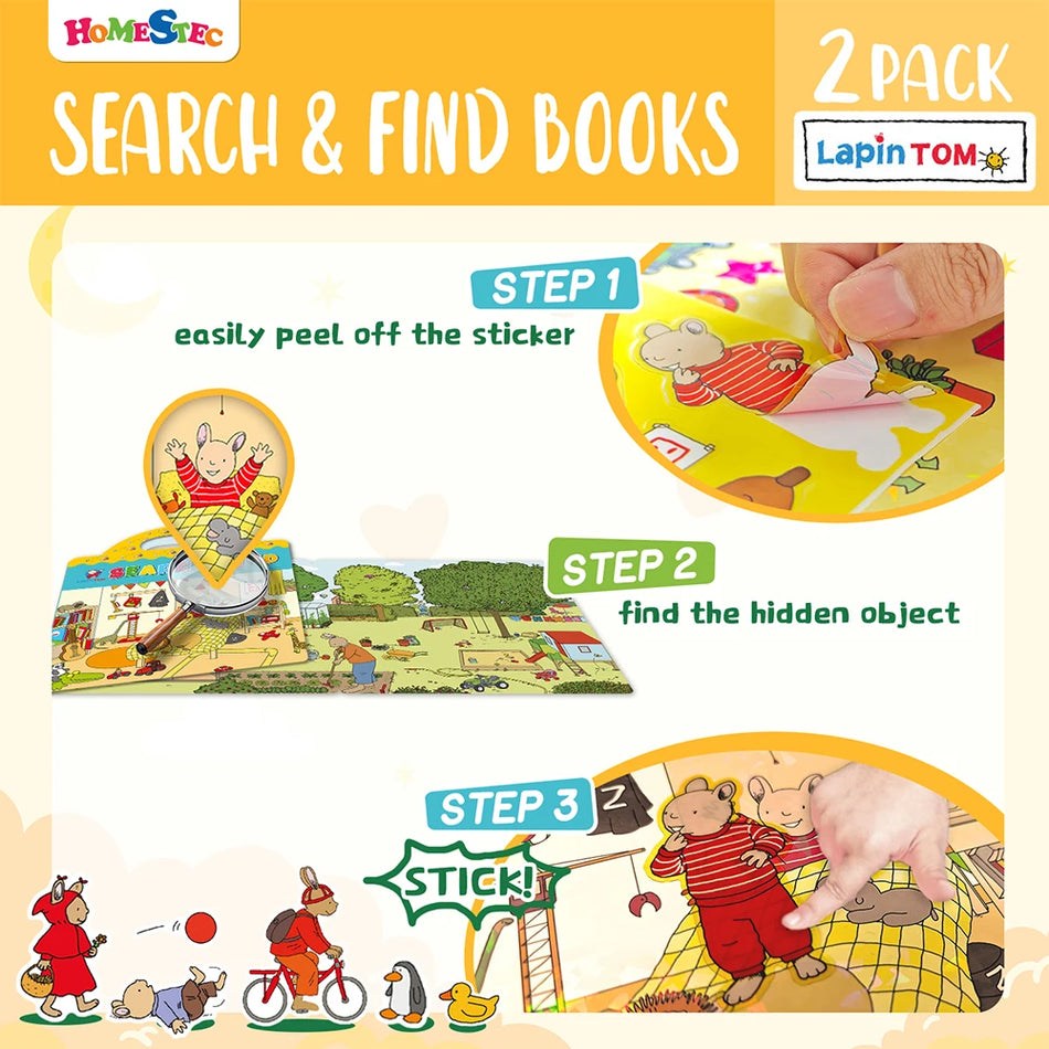 Pack de 2 livres d'autocollants réutilisables pour animaux de voyage pour tout-petits