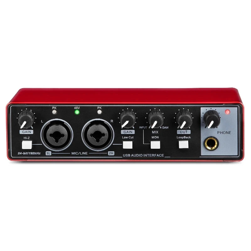 2-Channel USB Audio Interface Sound Card MD22 RED