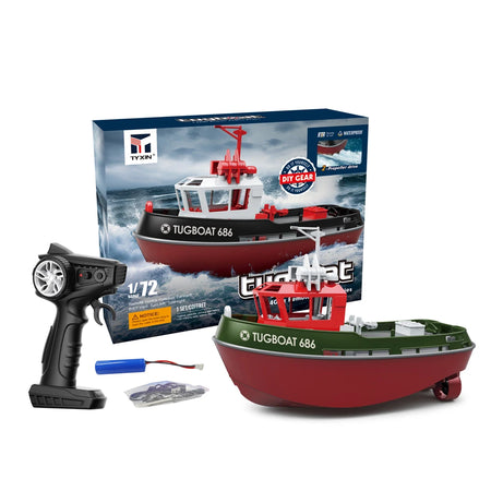 Powerful 686 RC Tugboat with Dual Motor - Wireless Fun for Ages 14+ green
